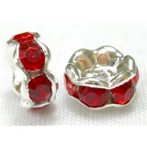 Red Rondelle Middle East Rhinestone Beads, silver plated, 8mm dia [RSB-ARD8MM02]