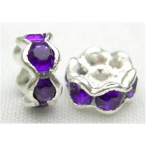 Purple Rondelle Middle East Rhinestone Beads, silver plated, 5mm dia [RSB-ARD5MM06]