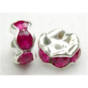 Rondelle Middle East Rhinestone Beads, hotpink, silver plated, 5mm dia [RSB-ARD5MM08]