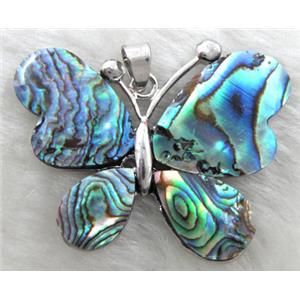 Paua Abalone shell pendant, mixed, 40x30mm [SHEAB10]