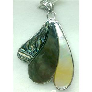 Paua Abalone shell pendant, scalewing, mixed, 30x38mm [SHEAB15]