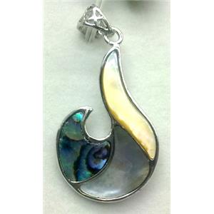 Paua Abalone shell pendant, mxied, 26x40mm [SHEAB17]