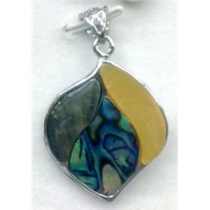 Paua Abalone shell pendant, mxied, 28x34mm [SHEAB18]