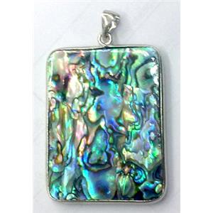 Paua Abalone shell pendant, rectangle, mxied, 30x40mm [SHEAB19]