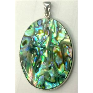 Paua Abalone shell pendant, oval, mxied, 30x40mm [SHEAB20]
