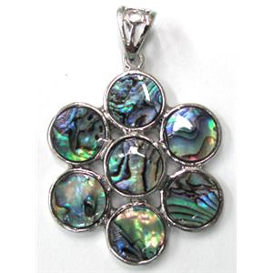 Paua Abalone shell pendant, mxied, 36mm dia [SHEAB24]