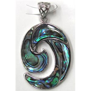 Paua Abalone shell pendant, mxied, 29x37mm [SHEAB26]