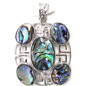 Paua Abalone shell pendant, mxied, 36x37mm [SHEAB28]