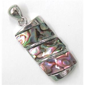 Paua Abalone shell pendant, rectangle, mxied, 27x34mm [SHEAB34]