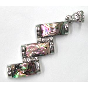 Paua Abalone shell pendant, mxied, 20x42mm [SHEAB35]