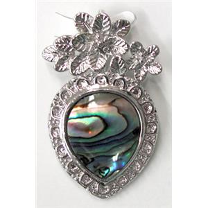Paua Abalone shell pendant, mxied, 24x40mm [SHEAB36]