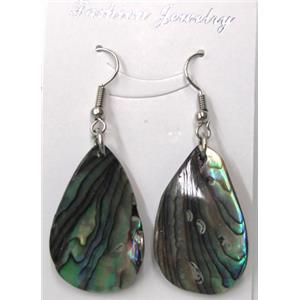 Paua Abalone shell earring, teardrop, mxied, 19x38mm [SHEAB43]