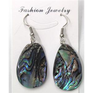 Paua Abalone shell earring, teardrop, mxied, 20x30mm [SHEAB45]