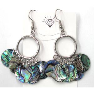 Paua Abalone shell earring, mxied, bead:approx 14mm dia [SHEAB48]