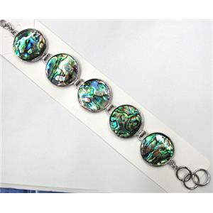 Paua Abalone shell bracelet, mxied, 27mm dia, approx 8 inch(20cm) length [SHEAB56]
