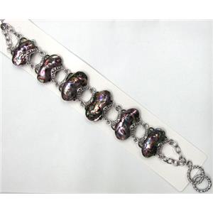 Paua Abalone shell bracelet, mxied, 18x27mm, approx 8 inch(20cm) length [SHEAB58]