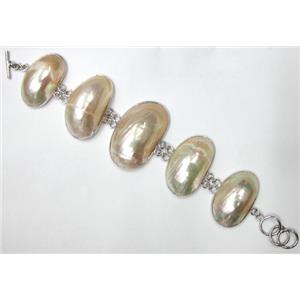 Mother of Pearl, bracelet, mxied, approx 30x50mm, 8 inch(20cm) length [SHEAB60]