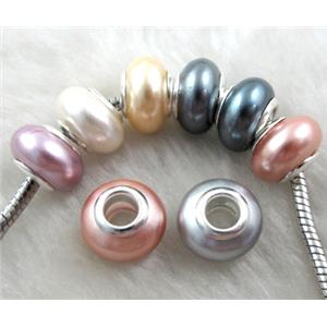 pearlized shell beads, rondelle, mixed color, approx 14mm dia, hole:5mm [SHEBB01]