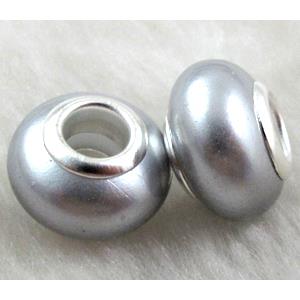 pearlized shell beads, rondelle, Gray, approx 14mm dia, hole:5mm [SHEBB01C04]