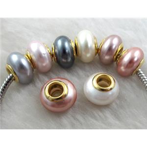 pearlized shell beads, rondelle, Mixed color, approx 14mm dia, hole:5mm [SHEBB02]