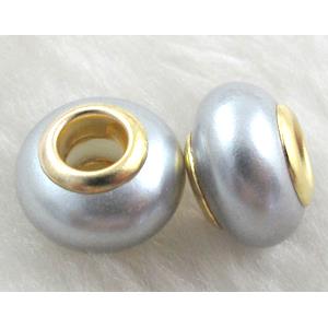 pearlized shell beads, rondelle, silver-gray, approx 14mm dia, hole:5mm [SHEBB02C07]