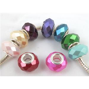 pearlized shell beads, faceted rondelle, mixed color, 14mm dia, hole:5mm [SHEBB03]