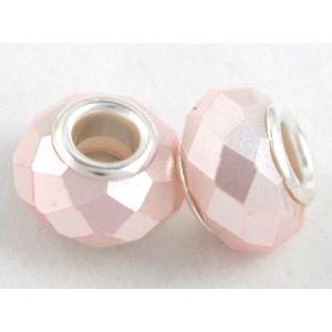 pearlized shell beads, faceted rondelle, lt.pink, 14mm dia, hole:5mm [SHEBB03C01]