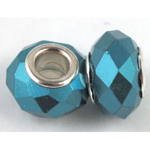 pearlized shell beads, faceted rondelle, peacock-blue, 14mm dia, hole:5mm [SHEBB03C05]