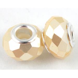 pearlized shell beads, faceted rondelle, lt.yellow, 14mm dia, hole:5mm [SHEBB03C06]