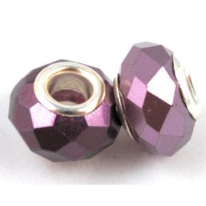 pearlized shell beads, faceted rondelle, purple, 14mm dia, hole:5mm [SHEBB03C09]