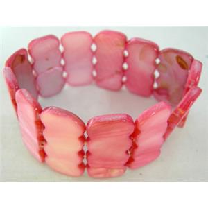 freshwater shell bracelet, stretchy, red, 30mm wide,60mm diameter [SHEBR03]