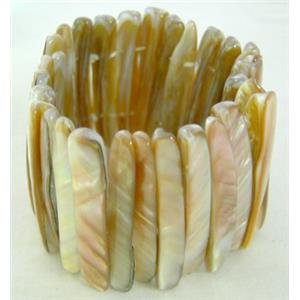 freshwater shell bracelet, stretchy, coffee, 43mm wide,60mm diameter [SHEBR04]