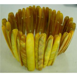 freshwater shell bracelet, stretchy, golden, 43mm wide,60mm diameter [SHEBR05]