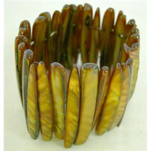 freshwater shell bracelet, stretchy, bronze, 43mm wide,60mm diameter [SHEBR08]