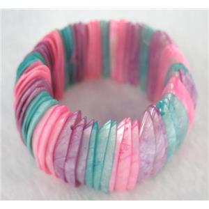 freshwater shell bracelet, stretchy, approx 13-35mm [SHEBR15]