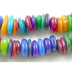 32 inches strin gof freshwater shell beads, chip, freeform, mixed color, 8mm dia,2-3mm thick,32 inchlength [SHECF05]