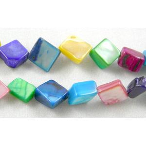 32 inches strin gof freshwater shell beads, chip, freeform, mixed color, 6x6mm,4mm thick,32 inchlength [SHECF08]