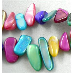 32 inches strin gof freshwater shell beads, chip, freeform, mixed color, 7-12mm wide,2-4mm thick,32 inch length [SHECF10]