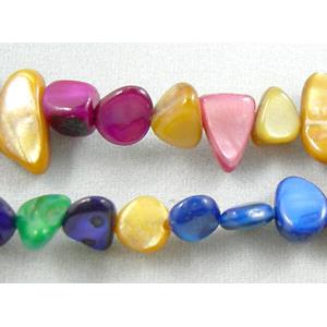 32 inches strin gof freshwater shell beads, chip, freeform, mixed color, 5-7mm wide,2-4mm thick,32 inchlength [SHECF11]