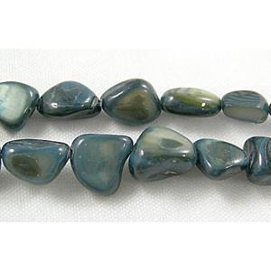 32 inches string of freshwater shell beads, freeform, steel blue, about 5-8mm wide, 7-11mm length, 120pcs per st [SHECF14]