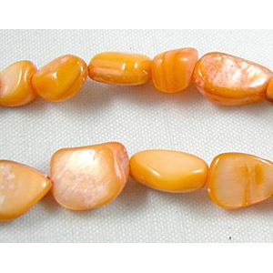 32 inches string of freshwater shell beads, freeform, orange, about 5-8mm wide, 7-11mm length, 120pcs per st [SHECF19]