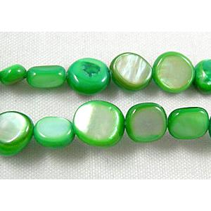 32 inches string of freshwater shell beads, freeform, green, about 5-8mm wide, 7-11mm length, 120pcs per st [SHECF20]