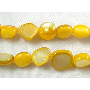 32 inches string of freshwater shell beads, freeform, yellow, about 5-8mm wide, 7-11mm length, 120pcs per st [SHECF21]