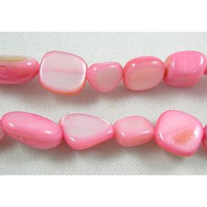 32 inches string of freshwater shell beads, freeform, pink, about 5-8mm wide, 7-11mm length, 120pcs per st [SHECF24]