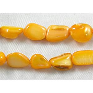 32 inches string of freshwater shell beads, freeform, golden, about 5-8mm wide, 7-11mm length, 120pcs per st [SHECF25]