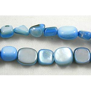 32 inches string of freshwater shell beads, freeform, blue, about 5-8mm wide, 7-11mm length, 120pcs per st [SHECF26]