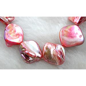 15 inches strand of freshwater shell beads, freeform, pink AB-Color, 17x18mm, 23pcs per st [SHEER033C]
