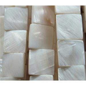 Fresh water shell bead, square, approx 12x12mm [SHEER087]