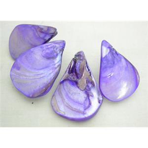 15.5 inches string of freshwater shell beads, teardrop, lavender, about:22mm,32mm length,13pcs per st [SHEFD001]