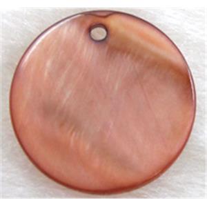 freshwater shell pendant, flat-round, Brown, 15mm dia [SHEFRD014C05]